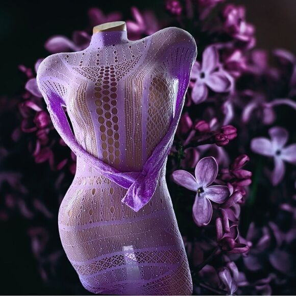Feels Good On l Violet High neck Dress l Rhinestone Throughout l Long sleeve New - Picture 1 of 9